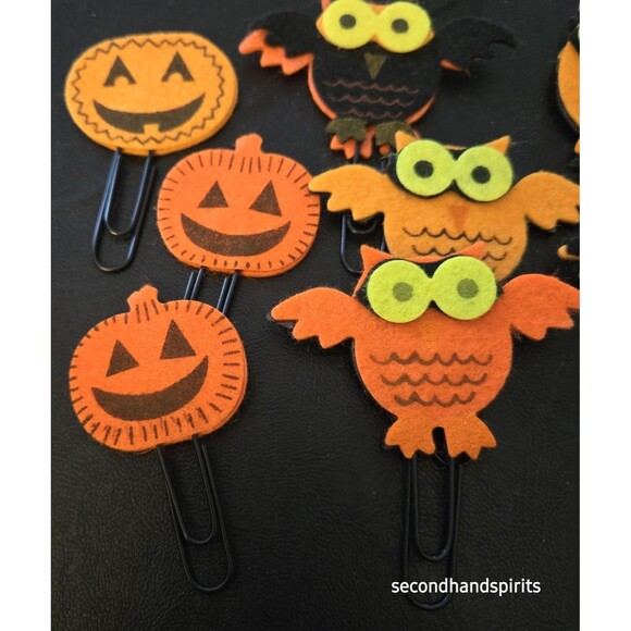 Halloween Owl Pumpkin  Paperclip Bookmark School Office Supply Set of 9 - Picture 2 of 5
